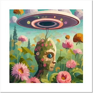 watercolor flowers extraterrestrial moment Posters and Art